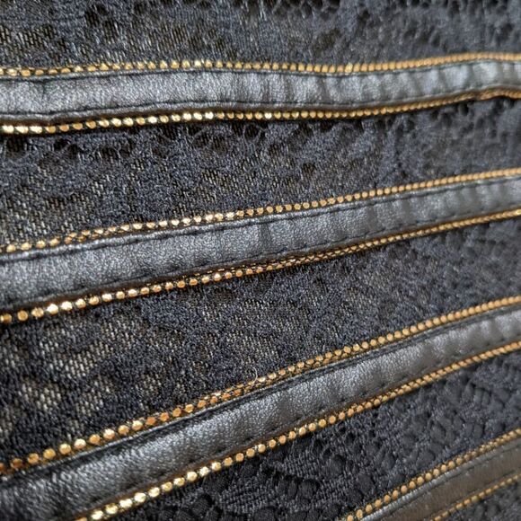 Parker Black & Gold BodyCon Form Fitting Midi Dress Size S - Picture 5 of 7